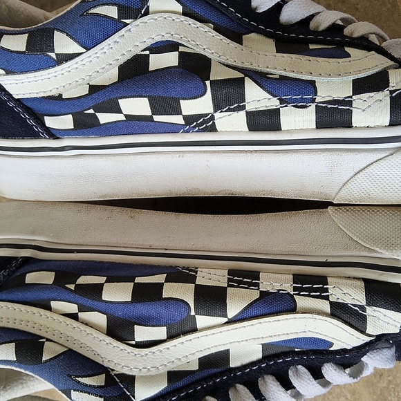 Vans Sneakers Checkboard Flame Blue & White design Size Men 8.5 Size Women 10 - Picture 9 of 14